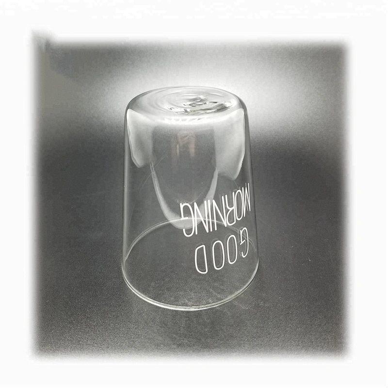 300 ML  high borosilicate heat resistant glass tea coffee cup juice mug with good morning logo