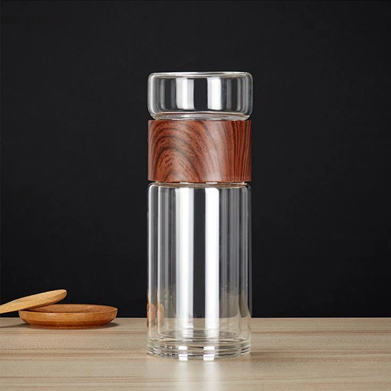 Double Wall Glass Water Bottle Tea Bottle Mug Cup with Tea Infuser