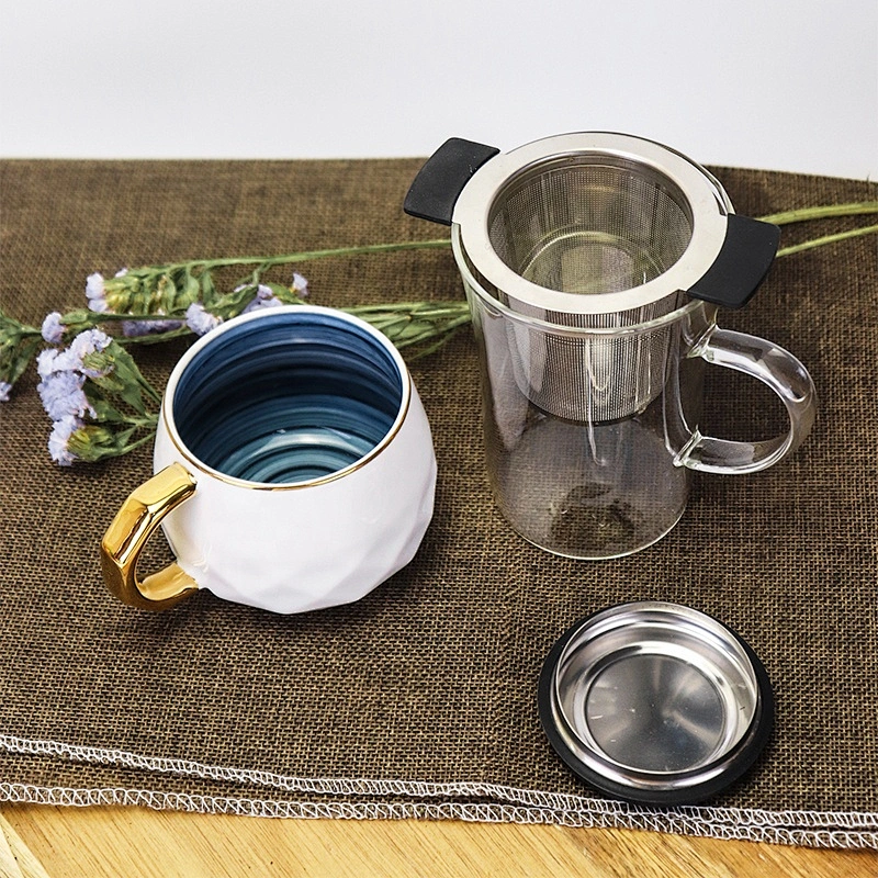 High quality stainless steel tea strainer basket shape tea infuser tea maker with TPR handle