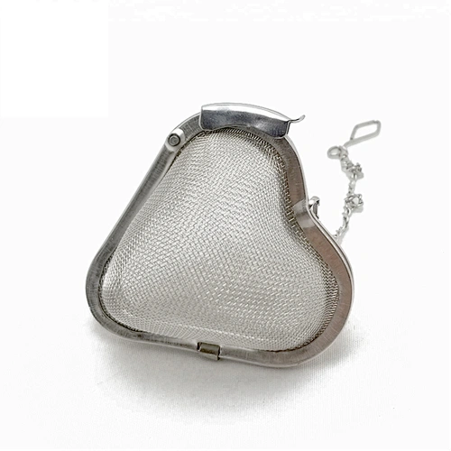 Novelty stainless steel mesh heart shape tea infuser with chain
