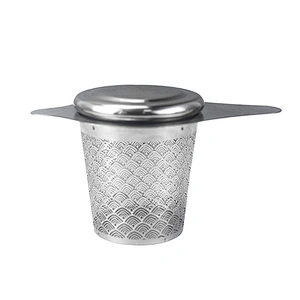 Newly stainless steel wave pattern tea strainer basket shape tea infuser with handle