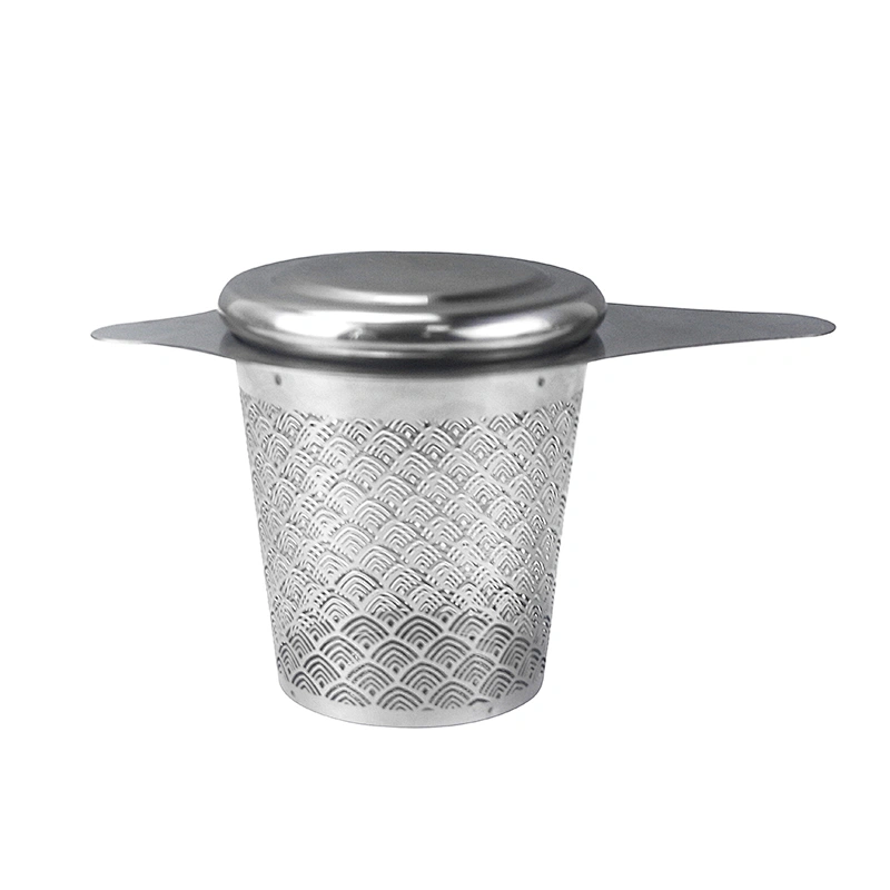 Newly stainless steel wave pattern tea strainer basket shape tea infuser with handle