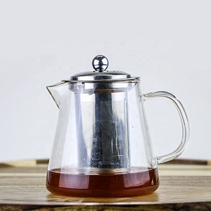 Wholesale high borosilicate heat resistant glass teapot with infuser