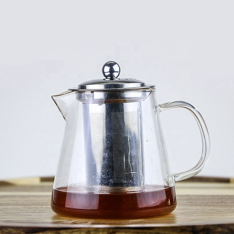 Wholesale high borosilicate heat resistant glass teapot with infuser