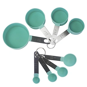 Hot selling 8 piece stainless steel plastic measuring cups and measuring spoons