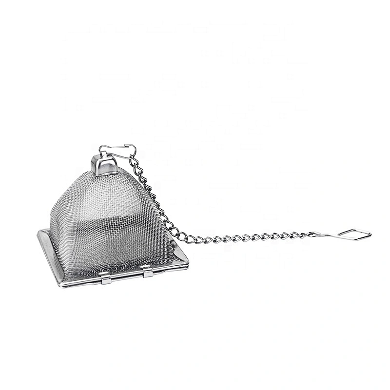 Hot selling stainless steel mesh pyramid shape tea infuser with chain