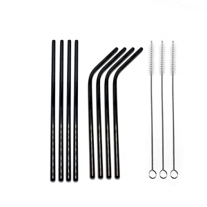 Reusable 8 pcs stainless steel 6mm metal drinking straw with 3 pcs brusher set