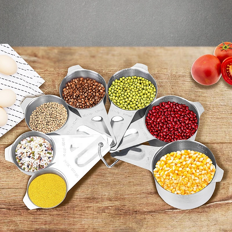 7 pcs stainless steel measuring spoons and cups kitchen metal measuring scoop supplier