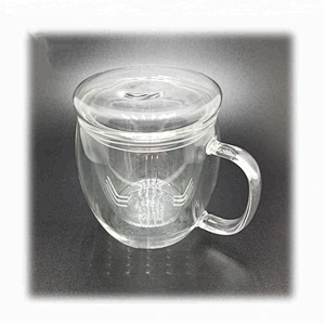 550 ML  high borosilicate heat resistant glass tea cup mug with glass infuser and lid