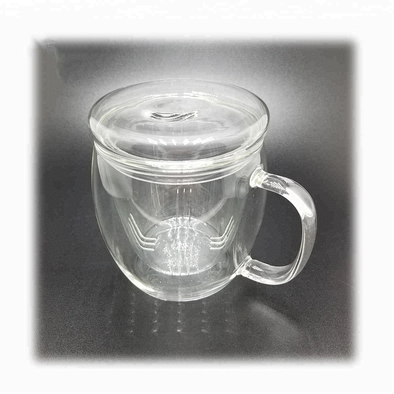 550 ML  high borosilicate heat resistant glass tea cup mug with glass infuser and lid