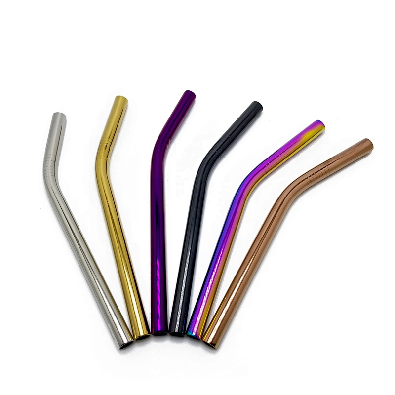 High quality reusable 4 pcs stainless steel 12mm drinking straw with 1 pcs brusher set