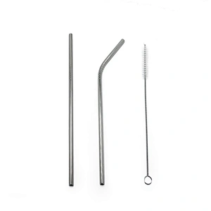 Promotional reusable 2 pcs stainless steel 6mm metal drinking straw with 1 pcs brusher set