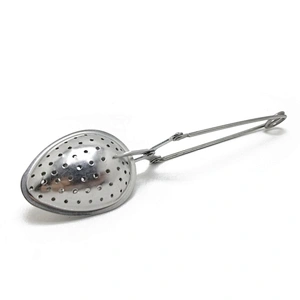 Food grade stainless steel leaf shape tea infuser with clamping handle