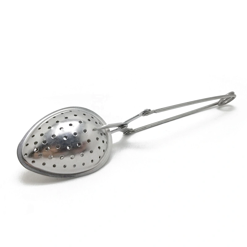 Food grade stainless steel leaf shape tea infuser with clamping handle