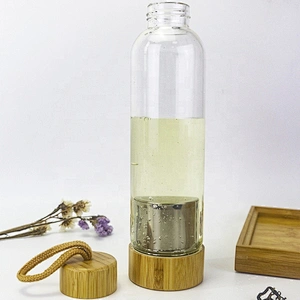 high borosilicate glass water bottle drinking bottle with tea infuser bamboo lid