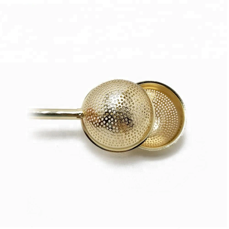 High quality stainless steel gold plating ball shape tea infuser tea ball with handle