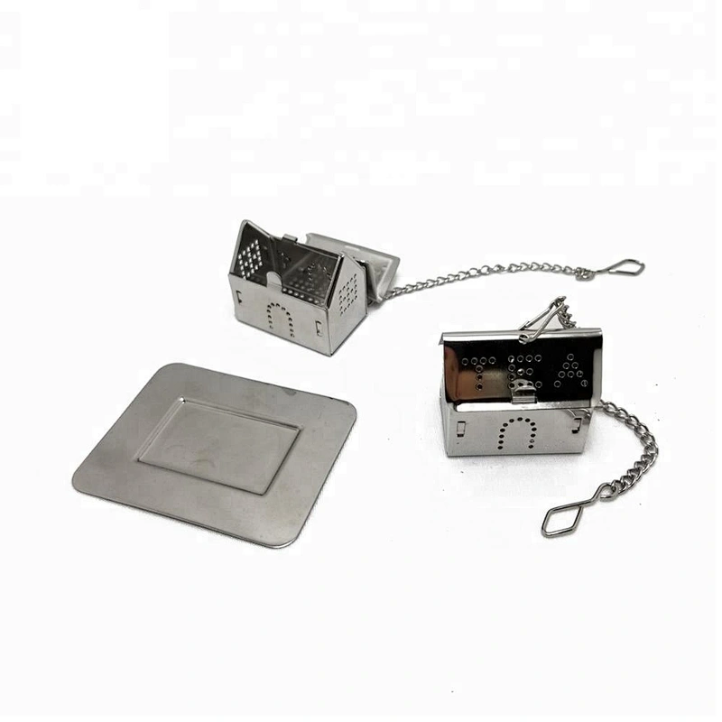 Wholesale stainless steel mini house shape tea infuser tea strainer with chain