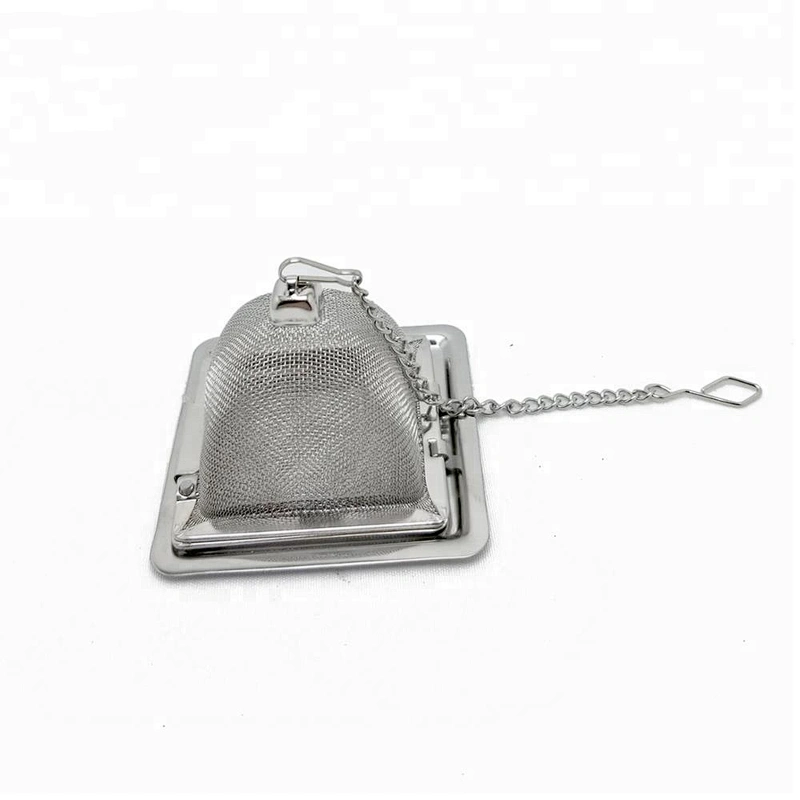 Hot selling stainless steel mesh pyramid shape tea infuser with chain