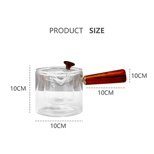 Handmade  high borosilicate heat resistant glass teapot  with glass infuser and wooden handle