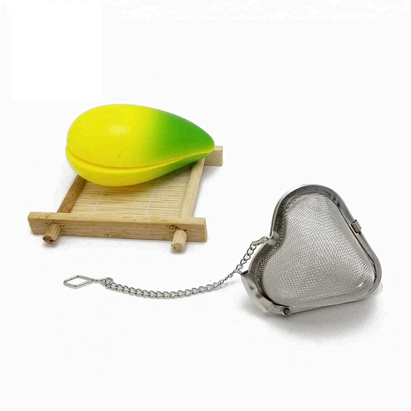 Novelty stainless steel mesh heart shape tea infuser with chain