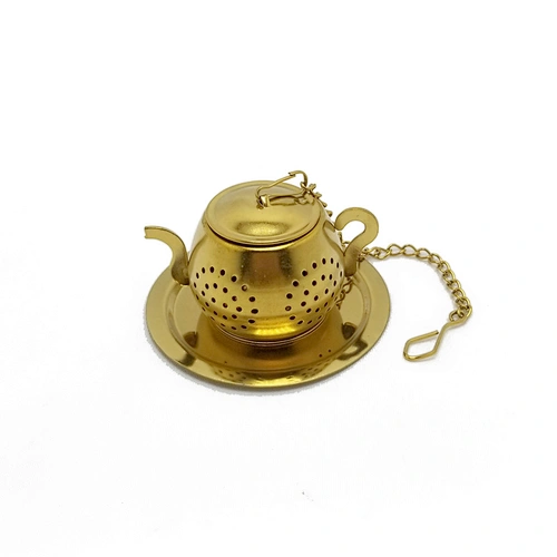 Stainless steel titanium gold plating teapot tea infuser tea ball with chain