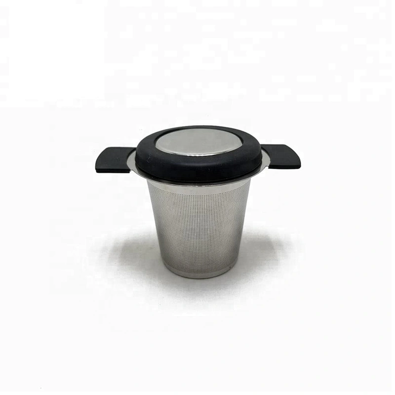High quality stainless steel tea strainer basket shape tea infuser tea maker with TPR handle