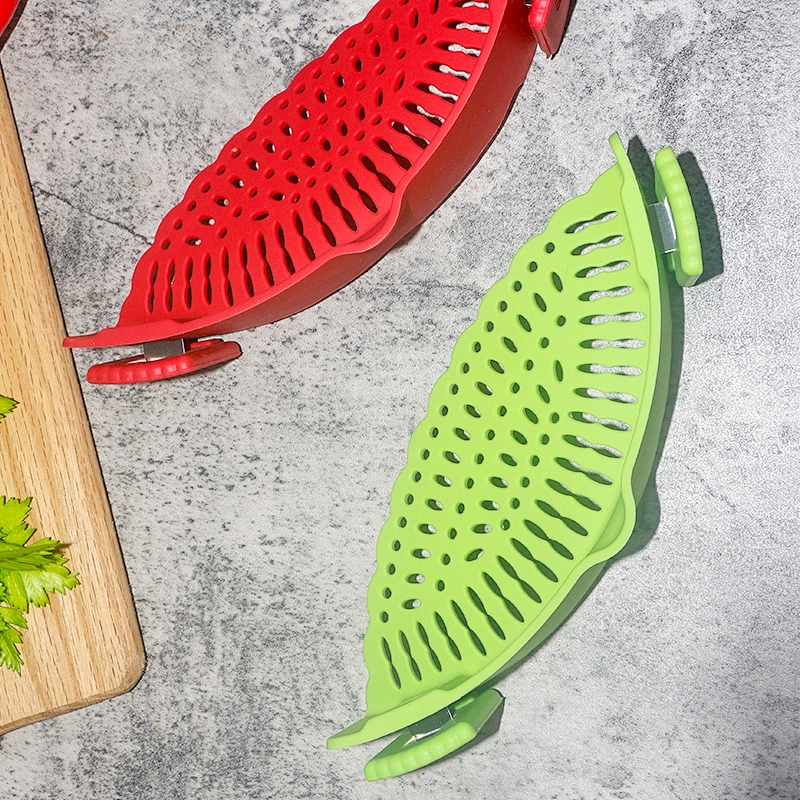 kitchen tools water filter Kitchen silicone strainer rice Pot side drainer Fruit and vegetable noodle filter water baffle