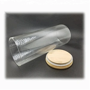 Handmade high borosilicate heat resistant glass jar with bamboo lid