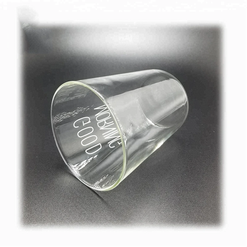 300 ML  high borosilicate heat resistant glass tea coffee cup juice mug with good morning logo