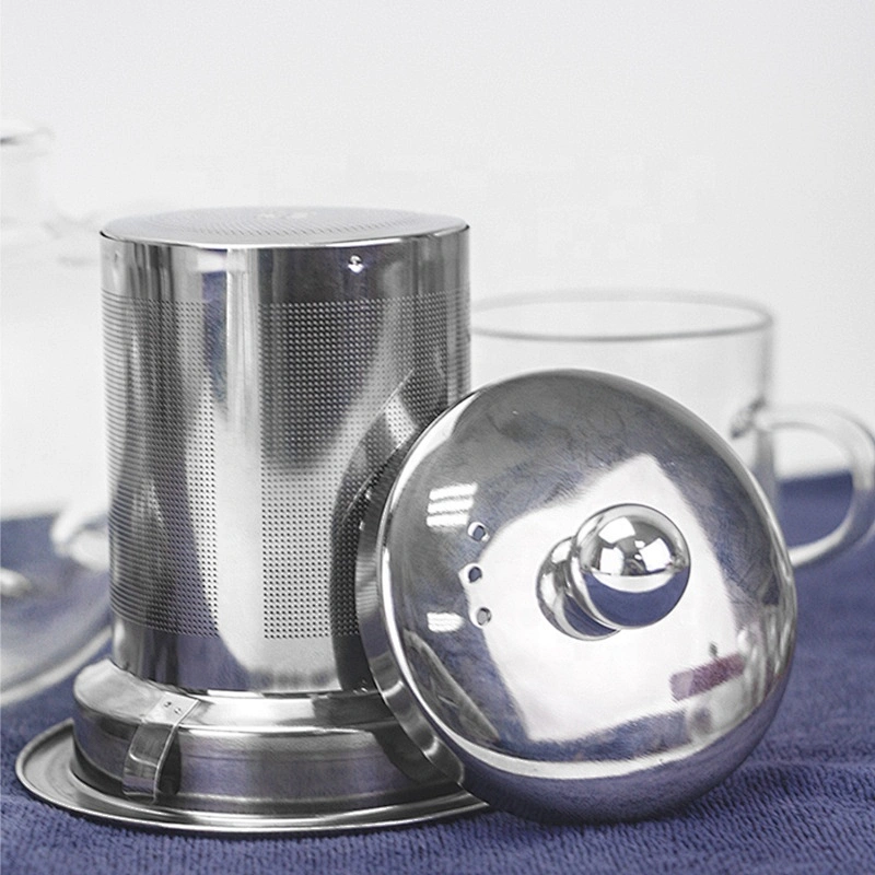 304 stainless steel  tea infuser strainer with different size basket tea filter tea maker with lid