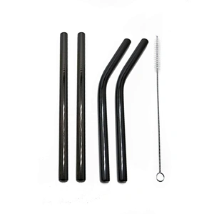High quality reusable 4 pcs stainless steel 12mm drinking straw with 1 pcs brusher set