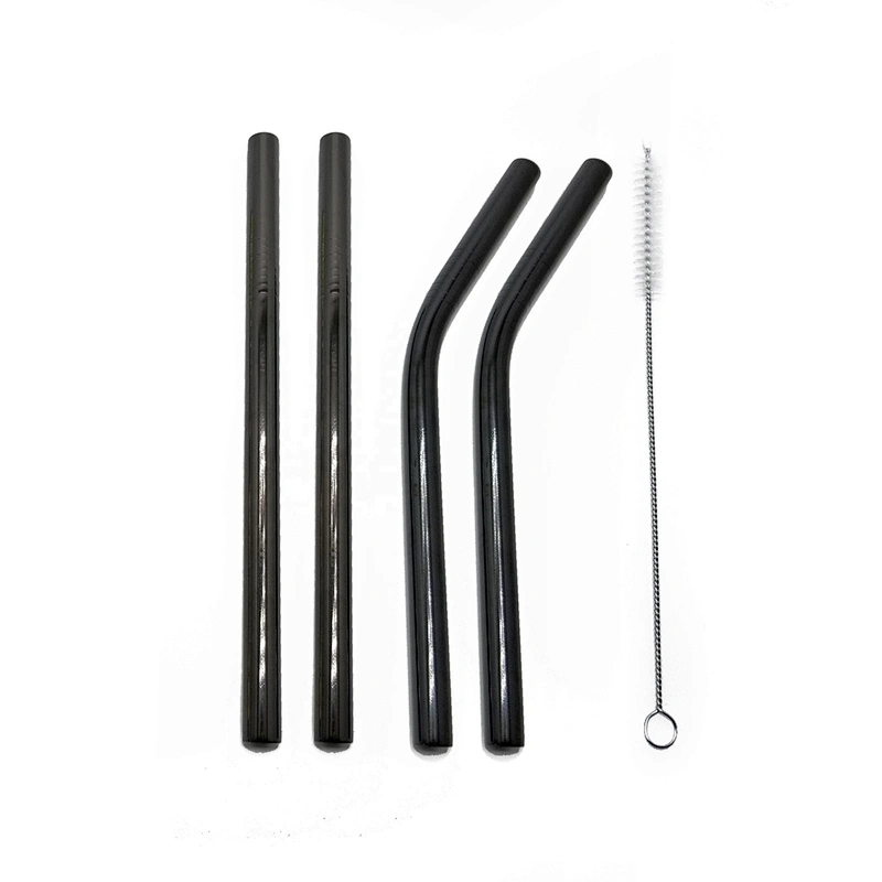 High quality reusable 4 pcs stainless steel 12mm drinking straw with 1 pcs brusher set