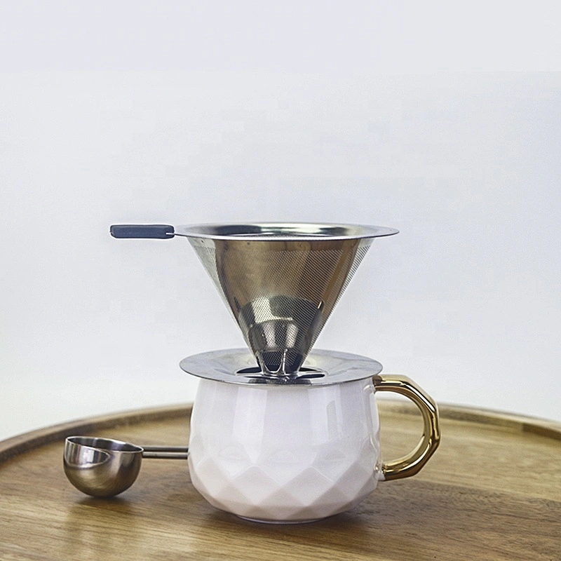 304 stainless steel coffee strainer Cone drip coffee filter coffee maker with anti hot handle