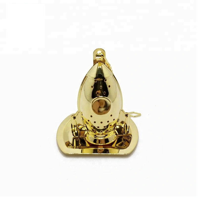 High quality stainless steel gold plating rocket shape tea infuser tea ball with chain