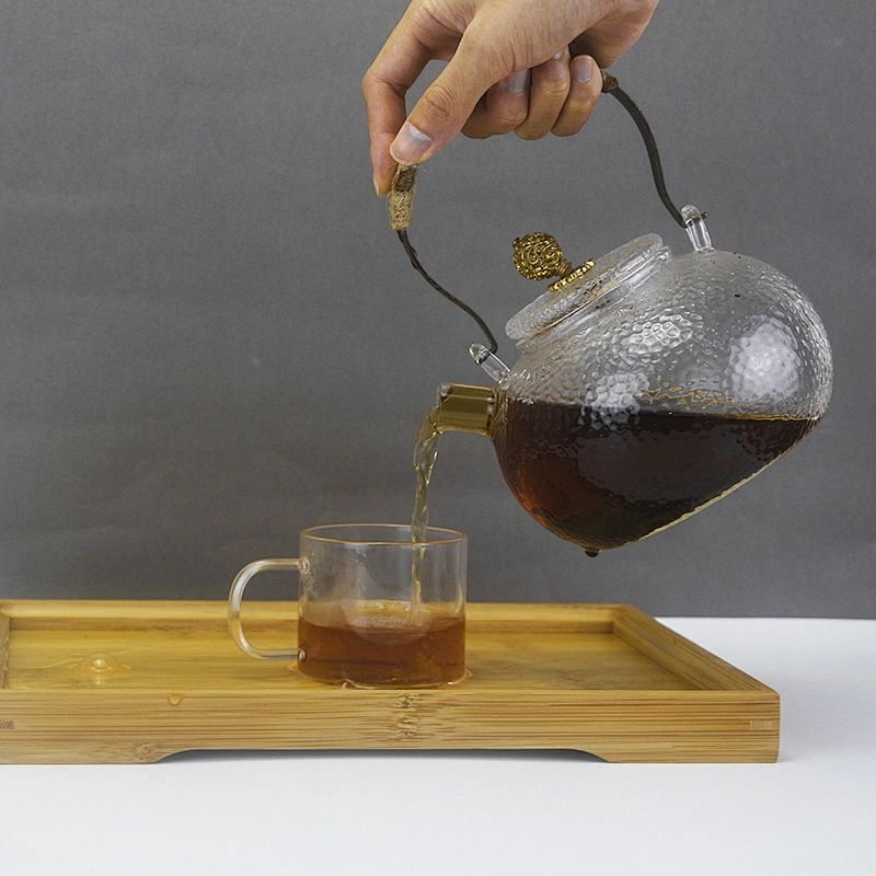 handmade  high borosilicate food grade heat resistant glass teapot  with malleolar stria pattern