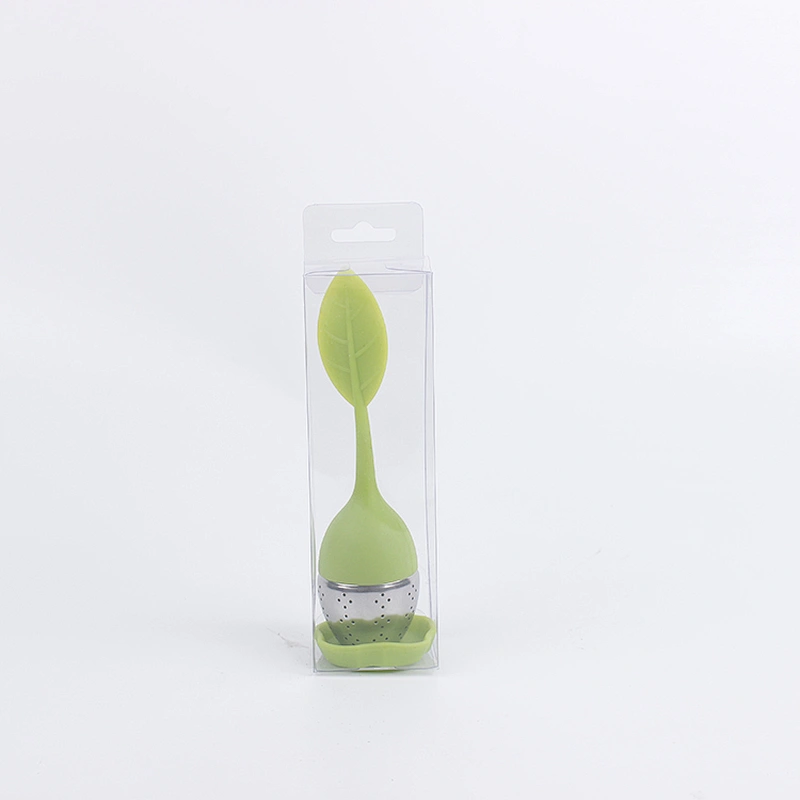 High quality  manufactured  silicone leaf shape tea infuser with PVC box pack