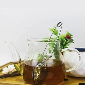 Food grade stainless steel leaf shape tea infuser with clamping handle