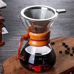 High Borosilicate glass coffee pot with stainless steel coffee filter set