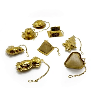 Stainless steel titanium gold plating mini house shape tea infuser with chain