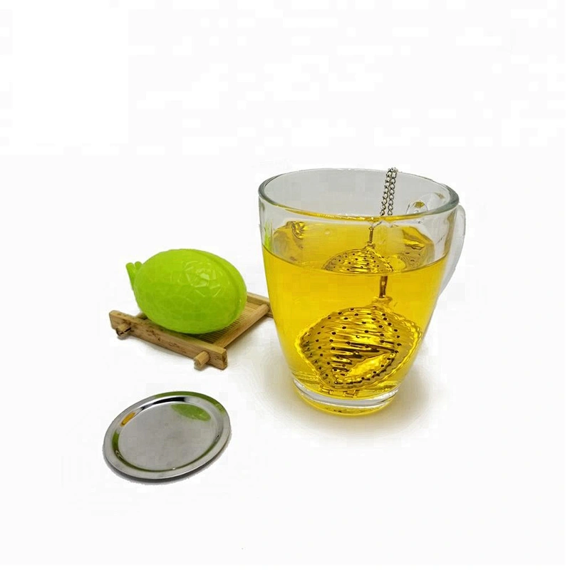 Novelty stainless steel conch shape tea strainer tea infuser with chain