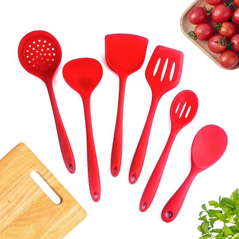 6 Pieces Red Slicone Kitchen Cooking Utensils Kitchen Utensils Accessories