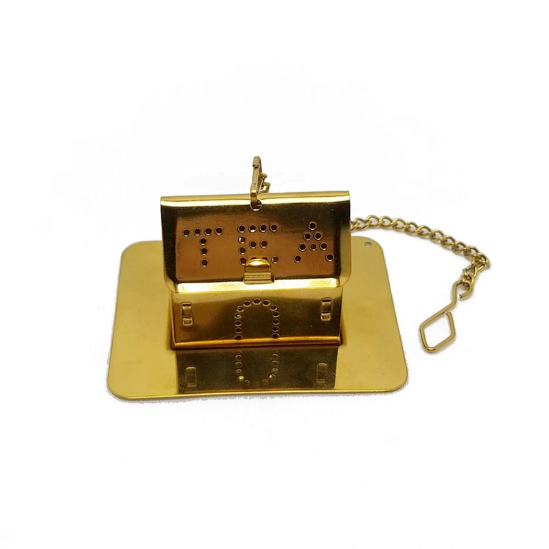 Stainless steel titanium gold plating mini house shape tea infuser with chain