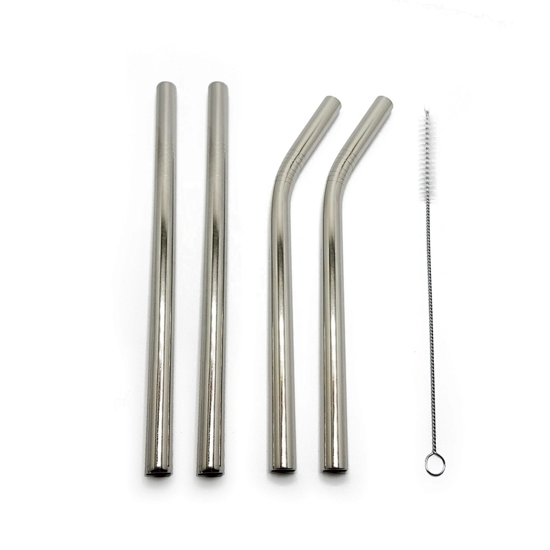 High quality reusable 4 pcs stainless steel 12mm drinking straw with 1 pcs brusher set