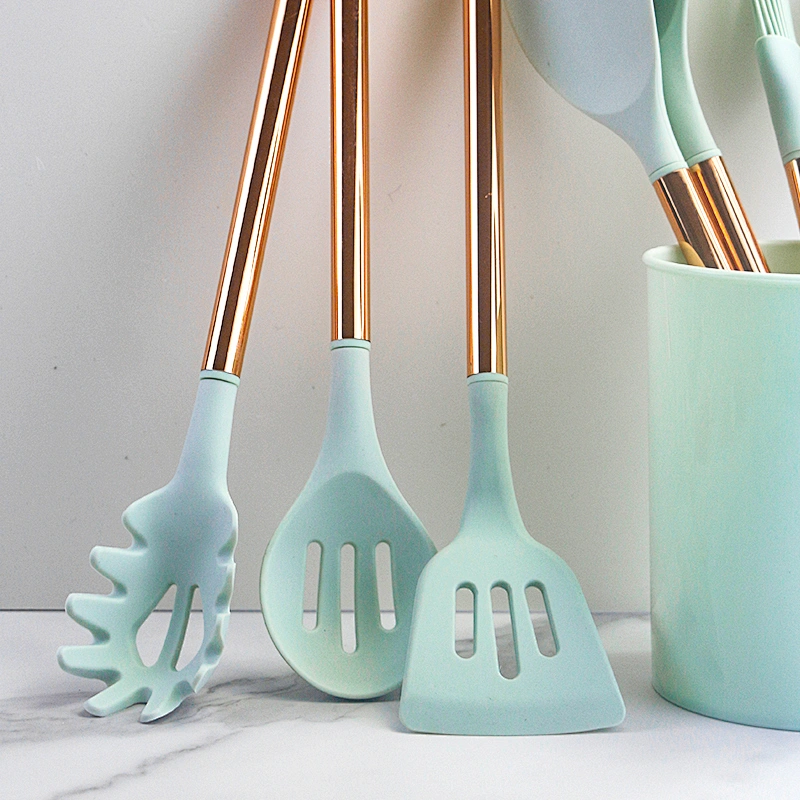 Rose gold metal 11 Pieces Slicone Kitchen  Utensils cooking Utensils kitchen Accessories