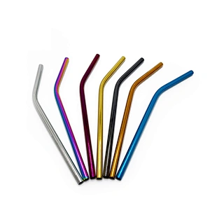 Colorful reusable stainless steel 8*265mm metal drinking straw