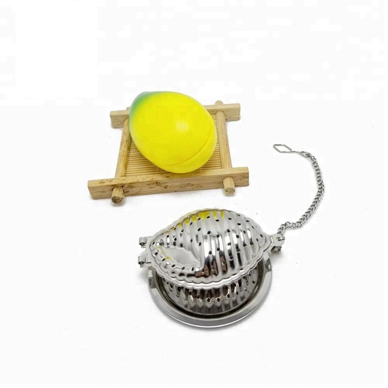 Novelty stainless steel conch shape tea strainer tea infuser with chain