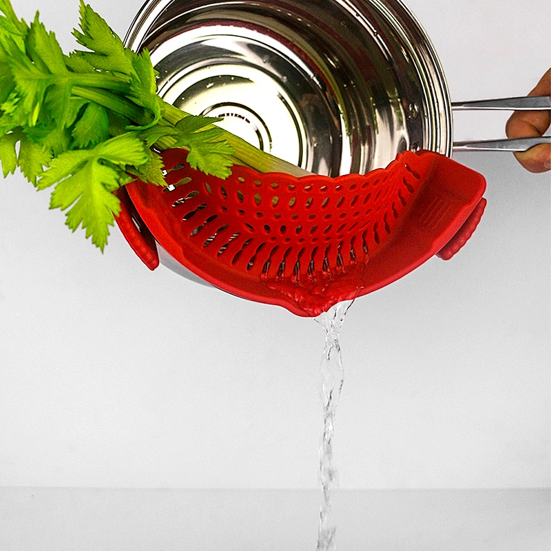 kitchen tools water filter Kitchen silicone strainer rice Pot side drainer Fruit and vegetable noodle filter water baffle