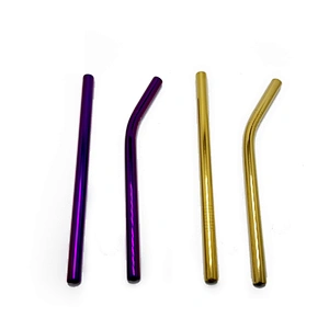 Colorful reusable stainless steel 12*265mm drinking straw