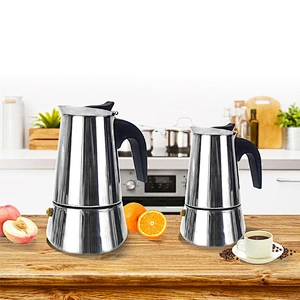 Stainless steel espresso coffee maker moka coffee pot with anti hot plastic handle