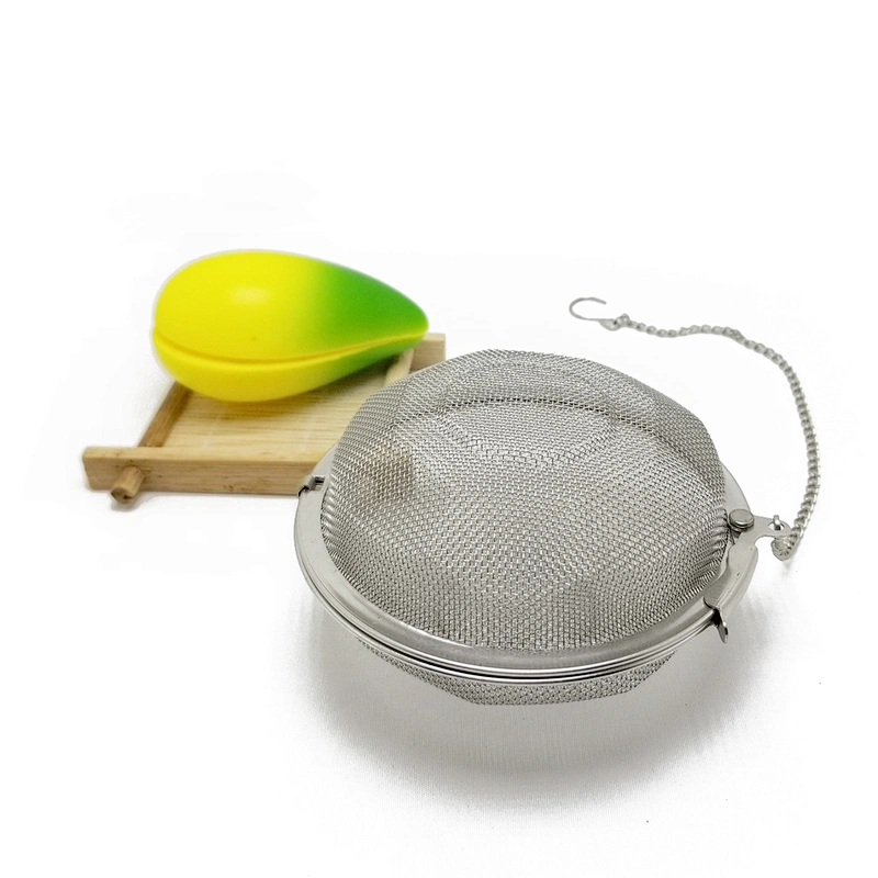 Hot selling stainless steel mesh spice soup& tea filter infuser with chain